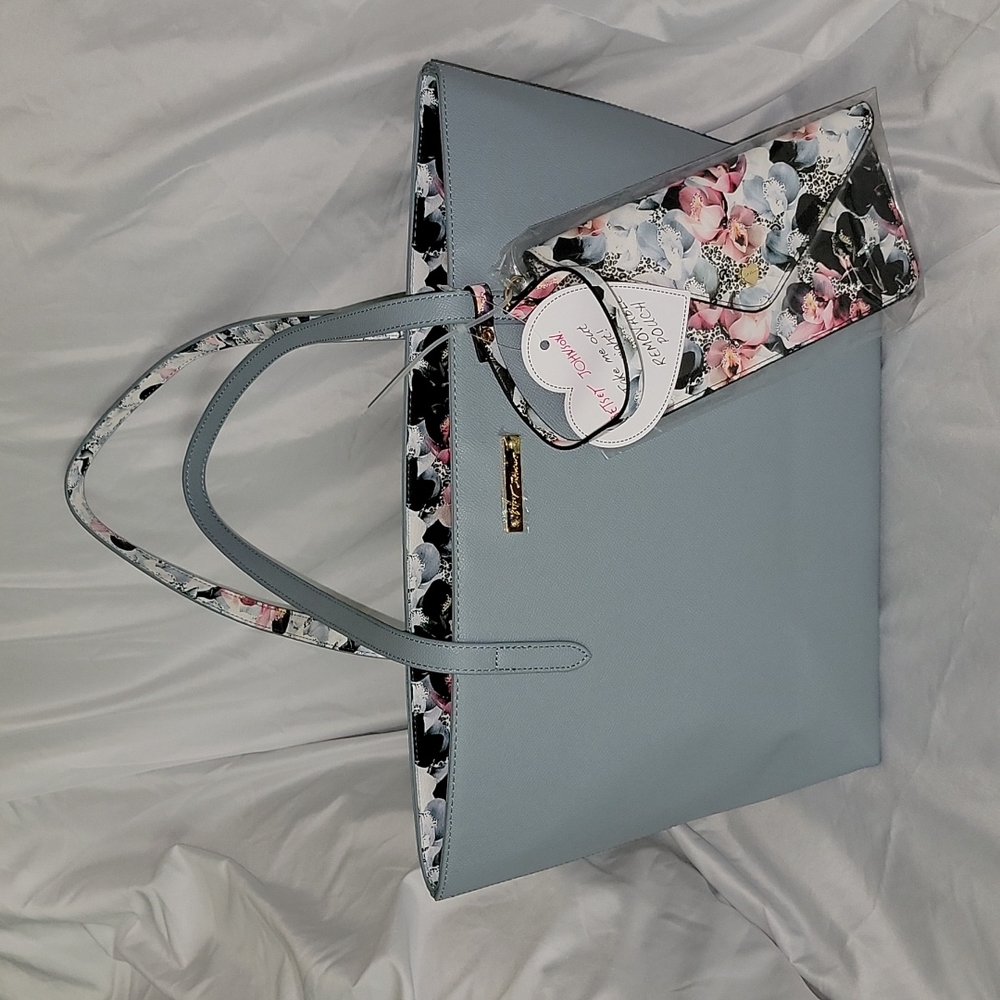 Betsey Johnson Blue 2 pc Tote set